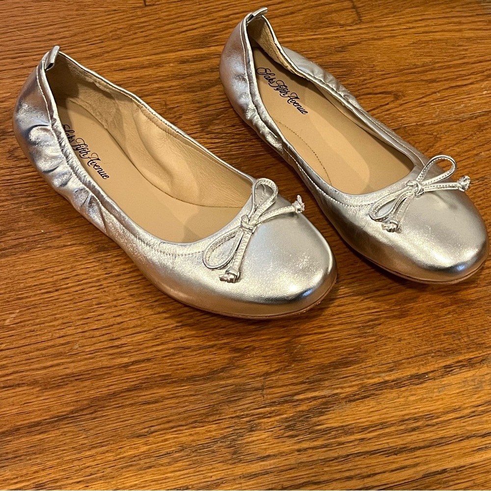 Saks Fifth Avenue Metallic Silver Loafers
